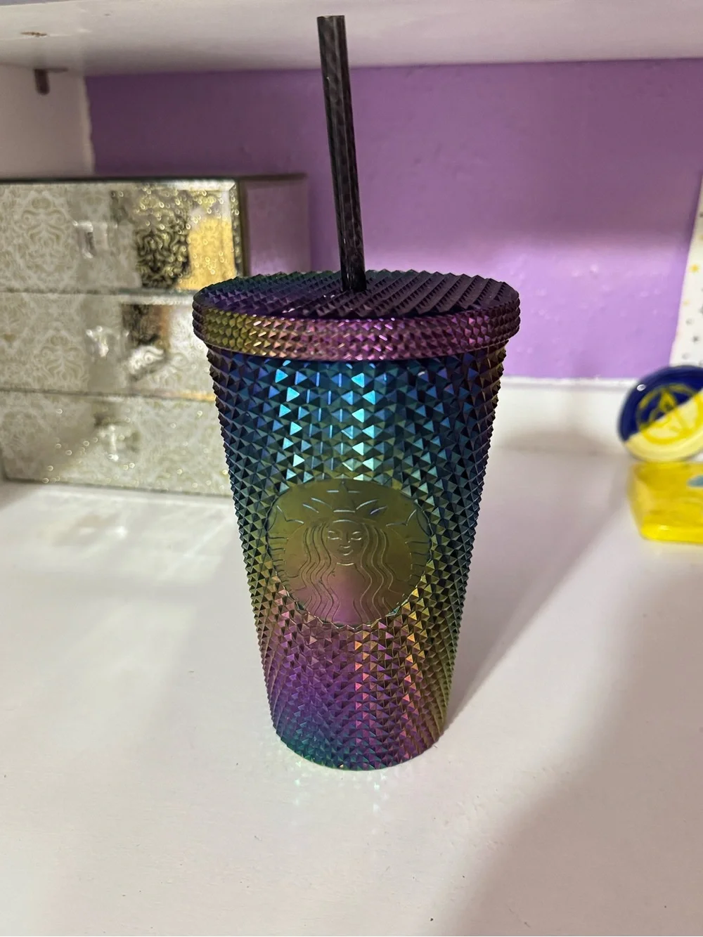 Starbucks Holographic Rainbow Studded Tumbler